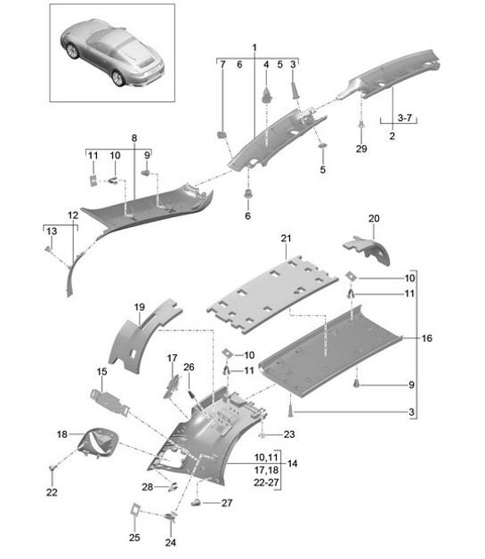 Diagram 807-057 Porsche 991 (911) MK1 2012-2016 Carrosserie