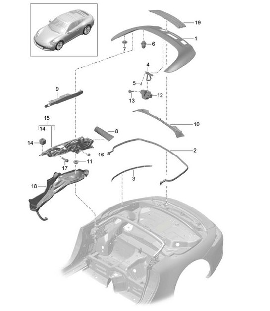 Diagram 811-060 Porsche Boxster S 718 2.5L PDK (350 Bhp) 05/2017>> Carrosserie