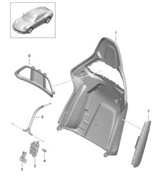 Coque de dossier / Siège baquet / Pliable / Accessoires 991.2 Carrera 2017-19