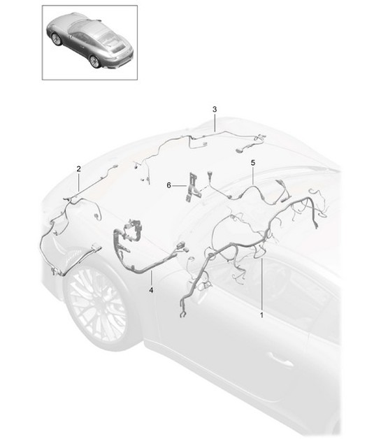 Diagram 902-011 Porsche 991.1 Carrera C2 3.4L (350 Bhp) 2012-16 Équipement électrique