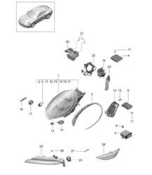 Phares / Phare supplémentaire / Clignotant / Feu de position latéral / Répétiteur de clignotant - PR:602,XEY - 991.2 Carrera 2017-19