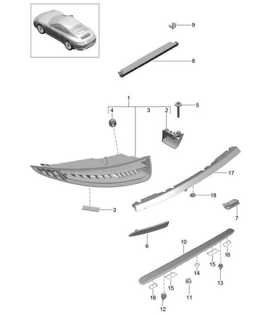 Diagram 905-005 Porsche 997 MKII Carrera C4S 3.8L 2009-12 Équipement électrique