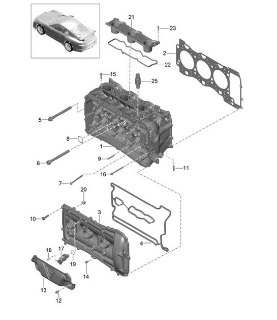 Diagram 103-000 Porsche 997 MK1 Carrera 4 3.6L 2005-08 引擎