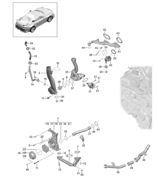 Diagram 105-000 Porsche 356 (1950-1965) Moteur