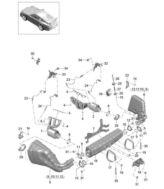 Diagram 202-006 Porsche Boxster 718 (982) 2017>> 燃油系统、排气系统