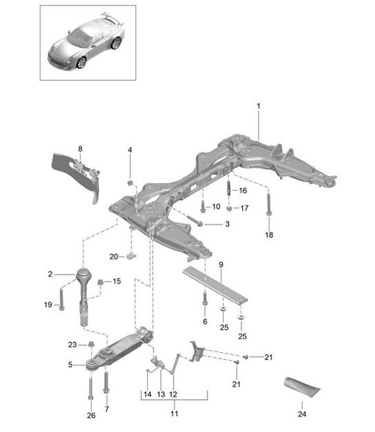 Diagram 401-002 Porsche Boxster 981 Spyder 3.8L 2016 Essieu avant, Direction 