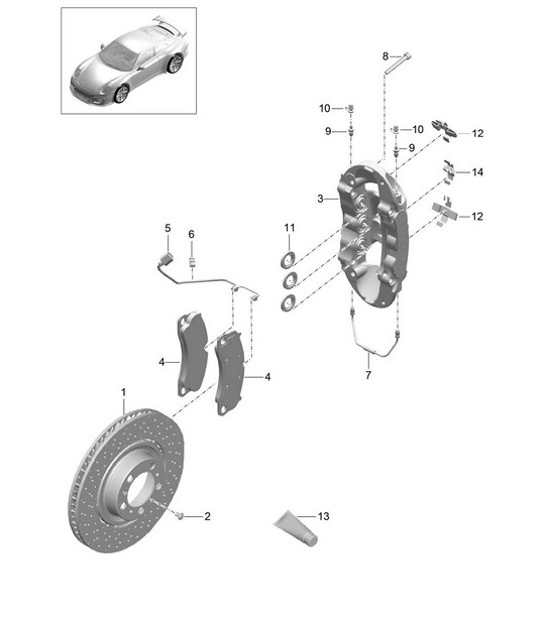 Diagram 602-000 Porsche 991.1 Carrera C2 3.4L (350 Bhp) 2012-16 Räder, Bremsen