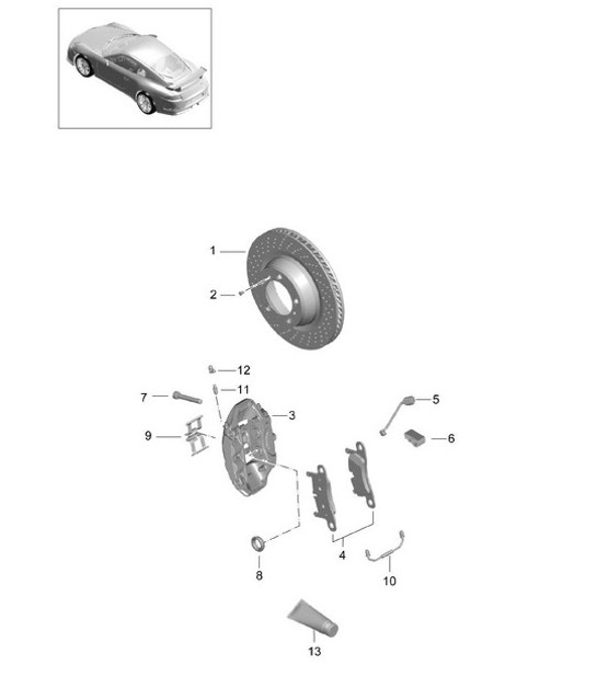 Diagram 603-000 Porsche Boxster 986 2.7L 2003-04 Wheels, Brakes