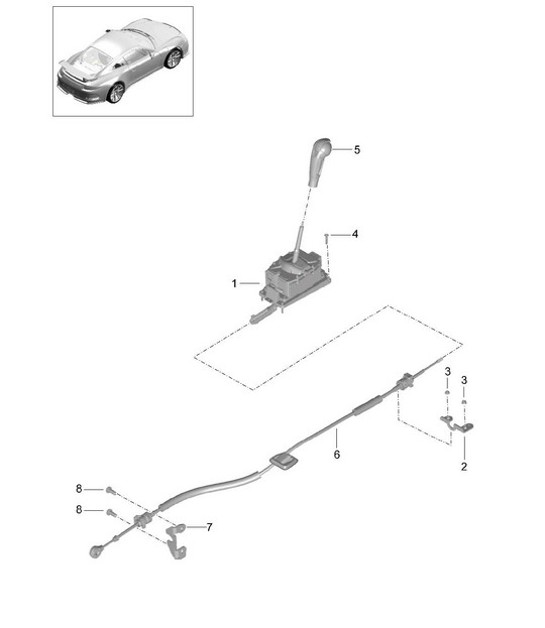 Diagram 701-000 Porsche 997 (911) MK2 2009-2012 Hand Lever System, Pedal Cluster 