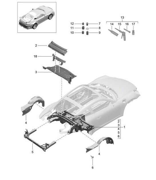 Diagram 801-035 Porsche 991.2 Carrera 2 3.0L (370 Bhp) 2016-19  车身