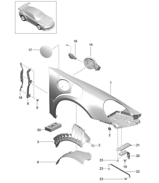 Diagram 801-042 Porsche 卡宴 9PA1 (957) 2007-2010  车身