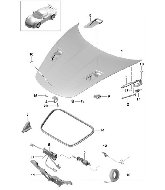 Diagram 803-001 Porsche 356C 1963-65 Carrosserie