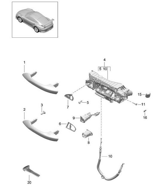 Diagram 804-025 Porsche 991 GT3 Cup 2016 Carrosserie
