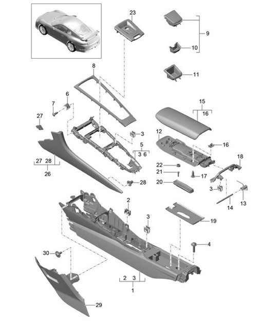 Diagram 809-020 Porsche 964 (911) C2 1989-93 Carrosserie
