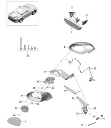 Specchietto interno/Specchio esterno 991 GT3 2014-21