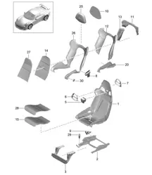 Asiento envolvente / Estructura del asiento / Funda / Pieza de espuma (PR:373,374) 991 GT3 2014-21
