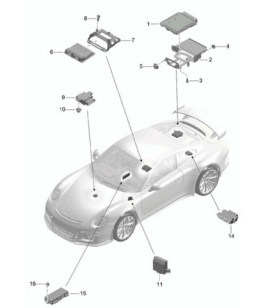 Diagram 901-003 Porsche Macan (95B) MK1 (2014-2018) 电子设备
