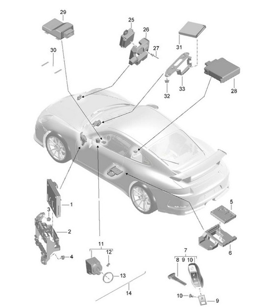 Diagram 901-004 Porsche Cayman 718C (982C) 2017>> Équipement électrique