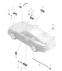 Binnenverlichting / Deurwaarschuwingslicht / Voetenruimteverlichting / Bagageruimtelamp / Dashboardkastjeverlichting / Licht / Buitenspiegel 991 R/GT3/RS 2014-21