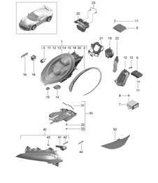 LED-Scheinwerfer / Zusatzscheinwerfer / Blinker / Seitenmarkierungsleuchte / Blinker-Repeater – PR:602,XEY – 991 R/GT3/RS 2014–17