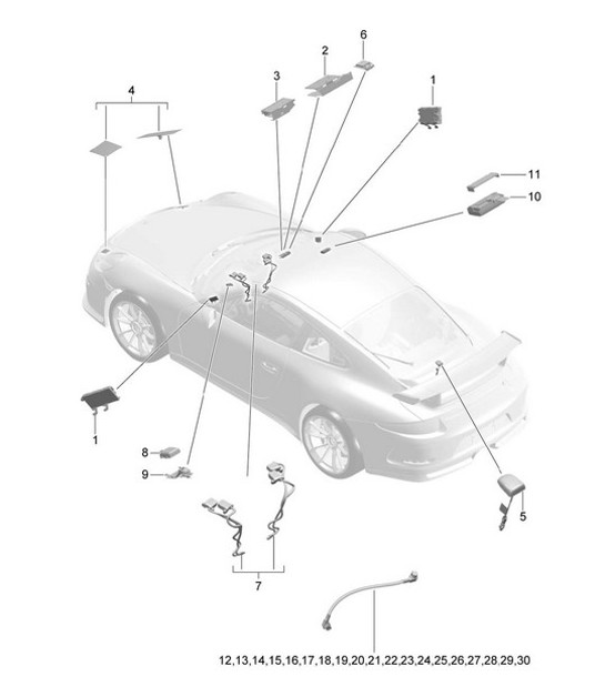 Diagram 911-004 Porsche 997 (911) MK1 2005-2008 Elektrische apparatuur