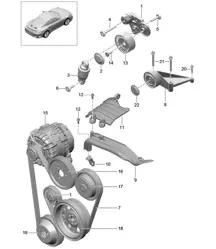 Belt tensioner damper / V-belt 991 Turbo / GT2 RS 2014-20