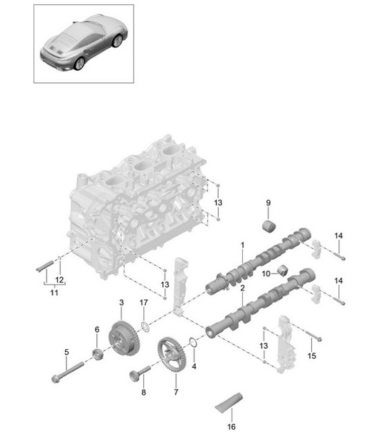 Diagram 103-010 Porsche 997 MK1 Carrera 2 3.6L 2005-08 Motor