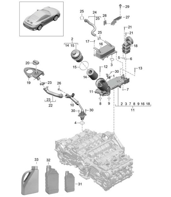 Diagram 104-015 Porsche Macan (95B) MK1 (2014-2018) Moteur