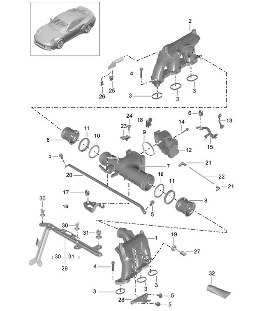 Diagram 107-010 Porsche Cayenne 9PA1 (957) 2007-2010 Engine