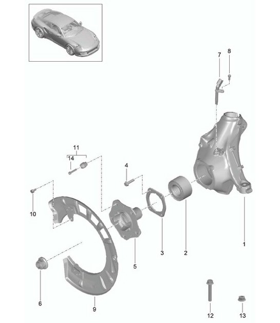 Diagram 401-005 Porsche 997 MK1 GT3 / GT3 RS 2007-09 Front Axle, Steering 