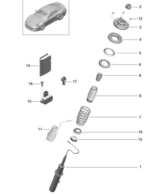 Diagram 402-002 Porsche Macan (95B) MK1 (2014-2018) Vorderachse, Lenkung 