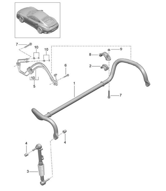 Diagram 402-010 Porsche Macan (95B) MK1 (2014-2018) Assale anteriore, sterzo 