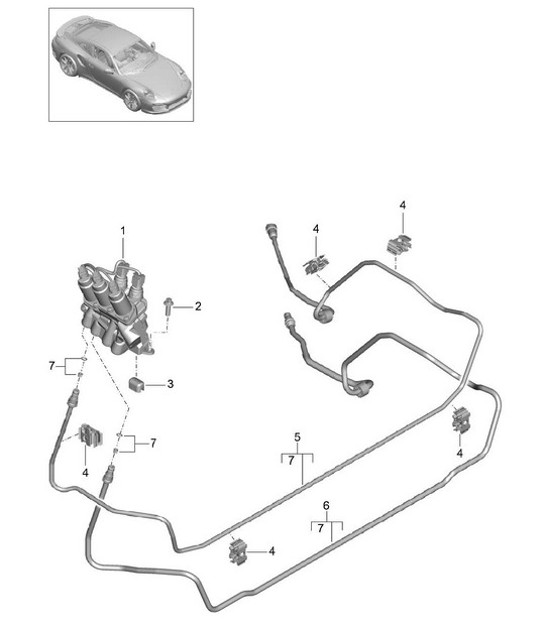 Diagram 402-020 Porsche 997 MKII GT3 2010-11 Assale anteriore, sterzo 