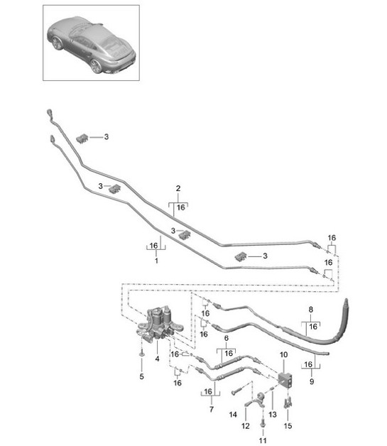 Diagram 402-040 Porsche Macan (95B) MK1 (2014-2018) Assale anteriore, sterzo 