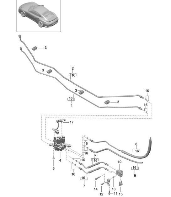 Diagram 402-042 Porsche 964 (911) C4 1989-93 Front Axle, Steering 