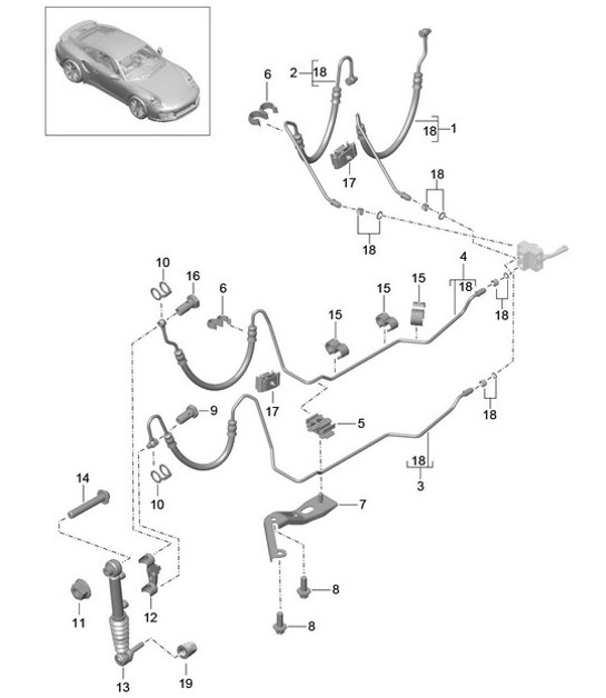 Diagram 402-052 Porsche Macan (95B) MK1 (2014-2018) Vorderachse, Lenkung 