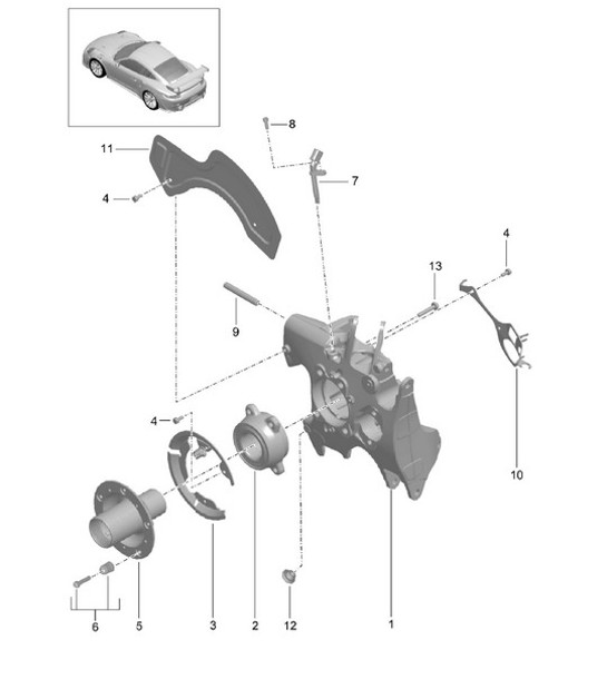 Diagram 501-020 Porsche Cayman T 718 2.0L PDK (300 Bhp) Essieu arrière