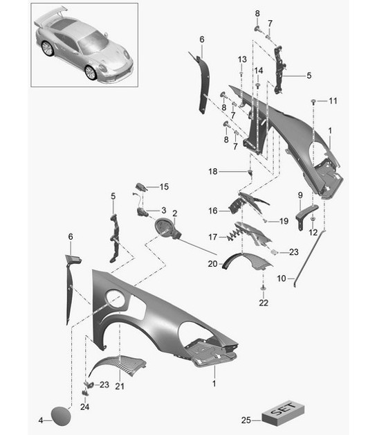 Diagram 801-041 Porsche Macan (95B) MK1 (2014-2018) Carrosserie