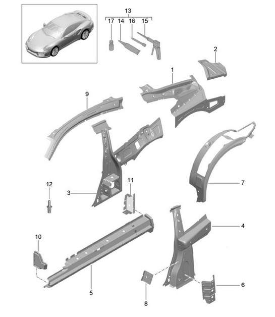 Diagram 801-050 Porsche 997 MK1 GT3 / GT3 RS 2007-09 Body