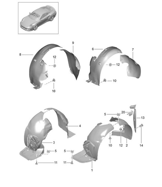 Diagram 801-075 Porsche 997 MK1 GT3 / GT3 RS 2007-09 Body