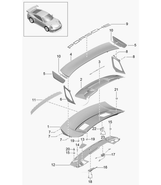 Diagram 803-015 Porsche 356B 1959-63 Karosserie