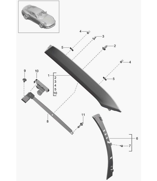 Diagram 807-053 Porsche 991 (911) MK2 2016-2019 Carrosserie