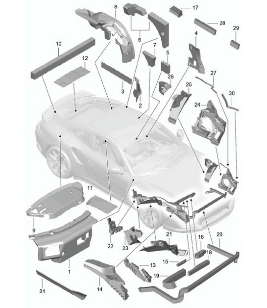 Diagram 807-080 Porsche 997 MK1 GT3 / GT3 RS 2007-09 Body
