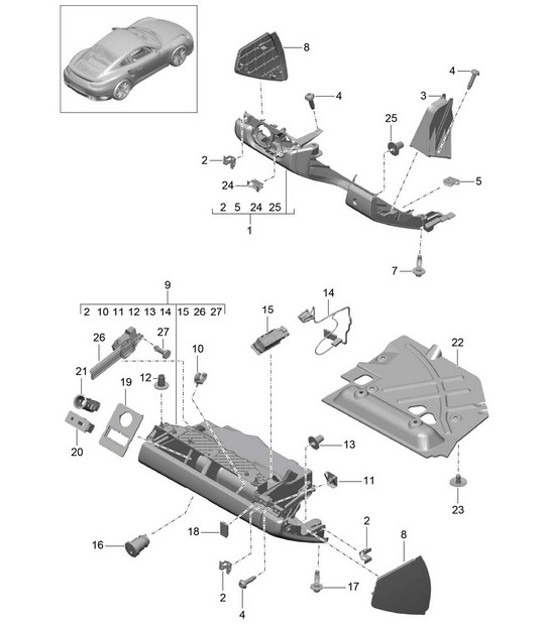 Diagram 809-011 Porsche 991 (911) MK2 2016-2019 Body
