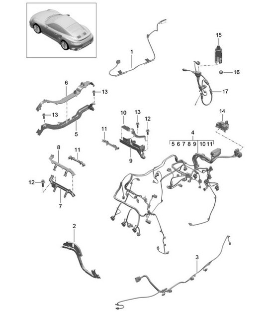 Diagram 902-021 Porsche 991 (911) MK2 2016-2019 Electrical equipment