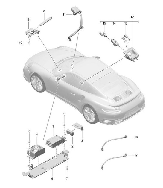 Diagram 911-007 Porsche 997 MK1 GT3 / GT3 RS 2007-09 Electrical equipment