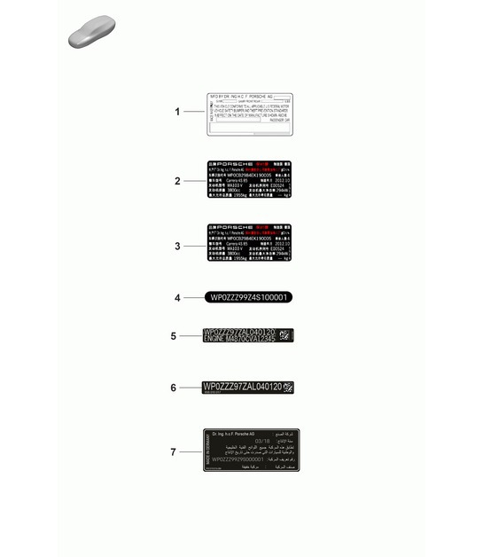 Diagram 003-010 Porsche 991 (911) MK1 2012-2016 Accessoires en anderen 
