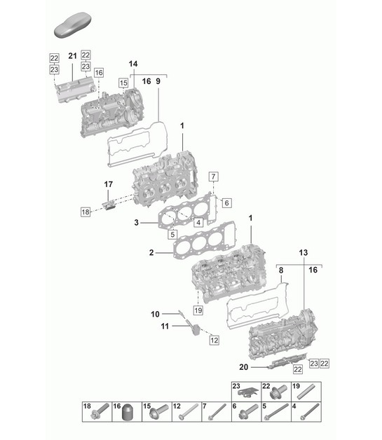 Diagram 103-000 Porsche Macan (95B) MK1 (2014-2018) Motore