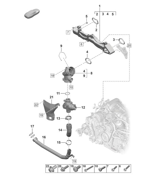 Diagram 105-050 Porsche Macan (95B) MK1 (2014-2018) Motor