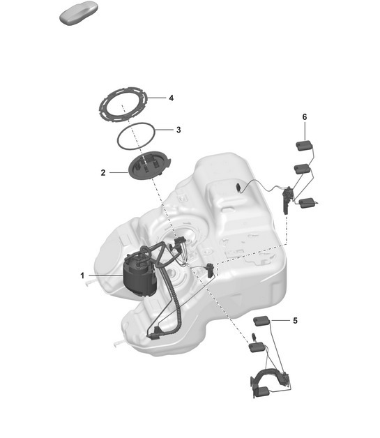 Diagram 201-050 Porsche 924 (1977-1988) Fuel System, Exhaust System
